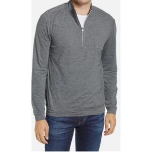 Johnnie-O Vaughn Classic Fit Quarter Zip Performance Pullover Grey Striped XXL